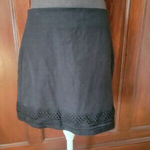 Loft Womens Black A-Line Skirt Size 10 With Lace Detailing